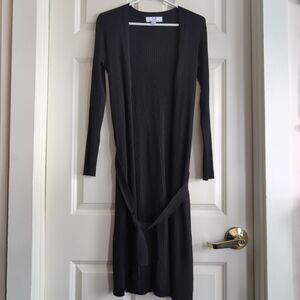 NWOT black Magaschoni belted tie duster cardigan